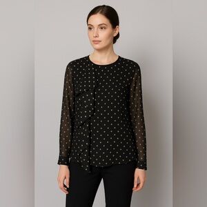 🖤 🌟Tommy Hilfiger Black and Gold Polka Dot Blouse 🖤🌟